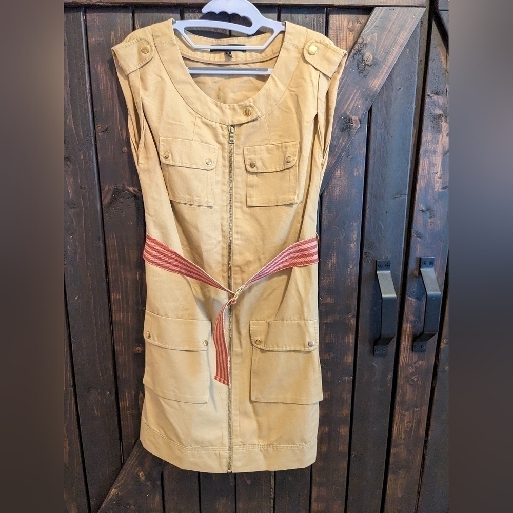 Cynthia Steffe size 6,Military inspired shift dress, tan